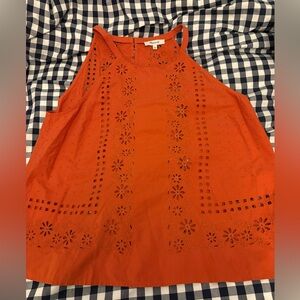 Madewell Orange Eyelet Tank Top